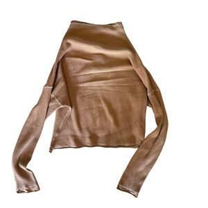 Rare designer Alabama chenin Brown waffle Knit Top organic cotton Sz XS